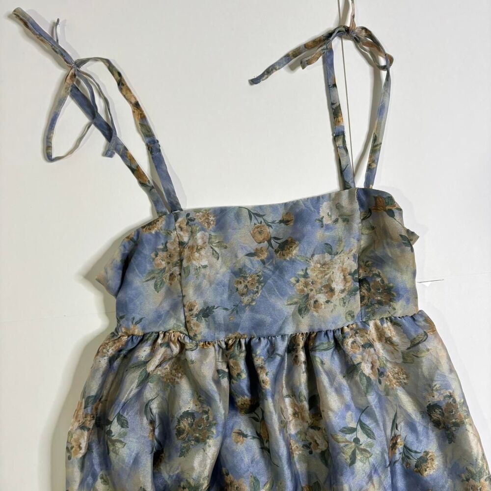 Midi Floral Babydoll Dress with puff | Extra Small - Picture 5 of 8
